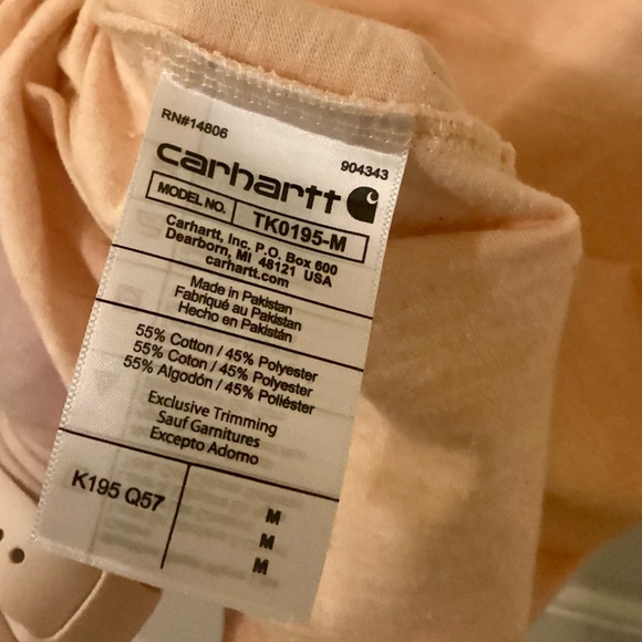 NWOT CARHARTT LOOSE FIT HEAVYWEIGHT SHORT SLEEVE LOGO TSHIRT SZ Med Pale Apricot - Picture 9 of 9